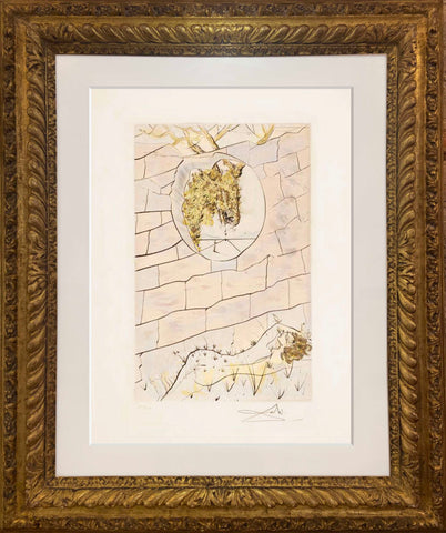 the beloved peers through the hole in the wall as a deer