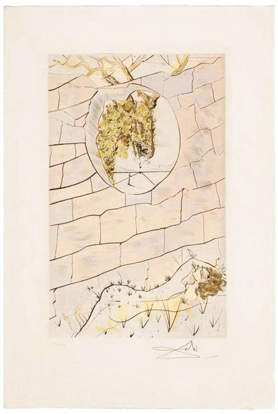 the beloved peers through the hole in the wall as a deer