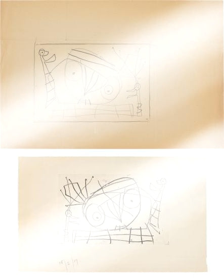 Original drawing and etching "Visage" 1959 (2 WORKS)